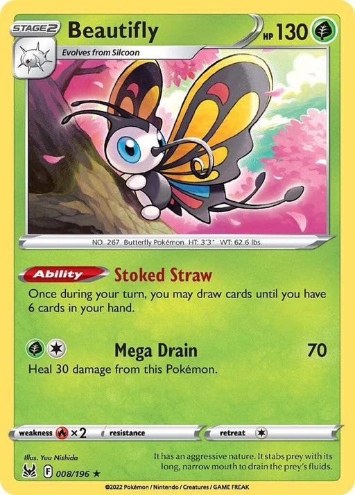 Pokemon Beautifly 008/196 SWSH11: Lost Origin Holo - EternaCards