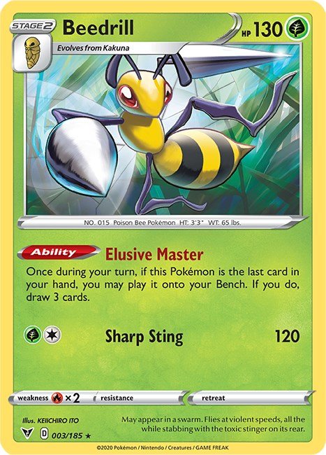 Pokemon Beedrill 003/185 SWSH04: Vivid Voltage Reverse Holo - EternaCards