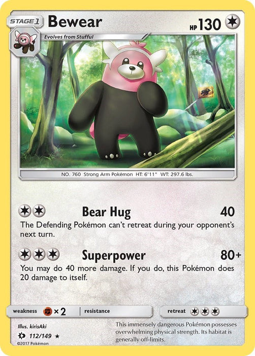 Pokemon Bewear 112/149 SM Base Set Normal - Eterna Cards