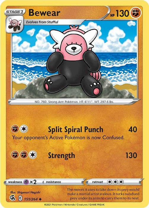 Pokemon Bewear 151/264 SWSH08: Fusion Strike Reverse Holo - EternaCards