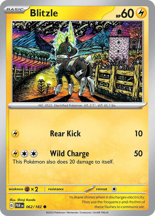 Pokemon Blitzle - 062/182 062/182 SV04: Paradox Rift Reverse Holofoil - EternaCards