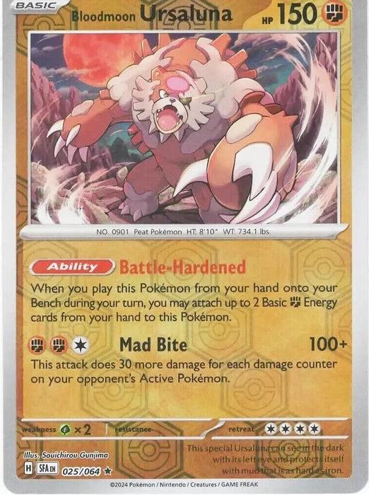 Pokemon Bloodmoon Ursaluna 025/064 SV: Shrouded Fable Holo - Eterna Cards