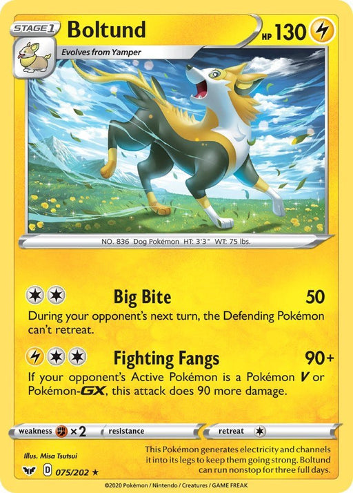 Pokemon Boltund (075) 075/202 SWSH01: Sword & Shield Base Set Reverse Holo - EternaCards