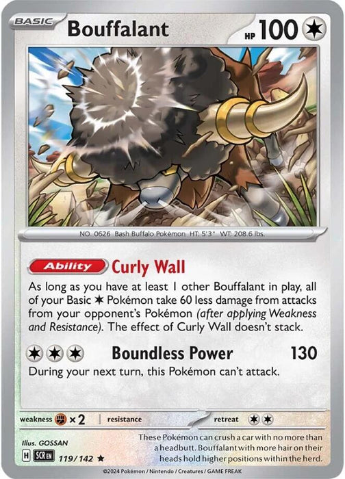 Pokemon Bouffalant 119/142 SV07: Stellar Crown Reverse Holo - EternaCards