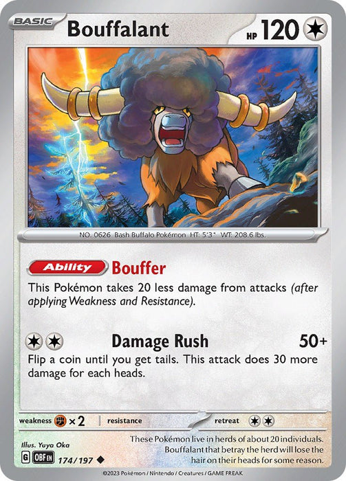 Pokemon Bouffalant 174/197 SV03: Obsidian Flames Normal - Eterna Cards