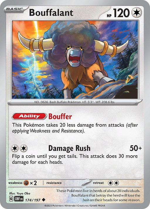 Pokemon Bouffalant 174/197 SV03: Obsidian Flames Normal - Eterna Cards