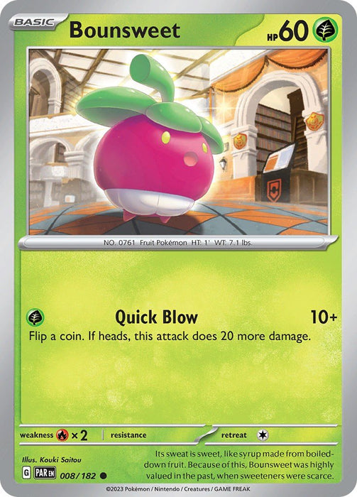 Pokemon Bounsweet 008/182 SV04: Paradox Rift Reverse Holofoil - EternaCards