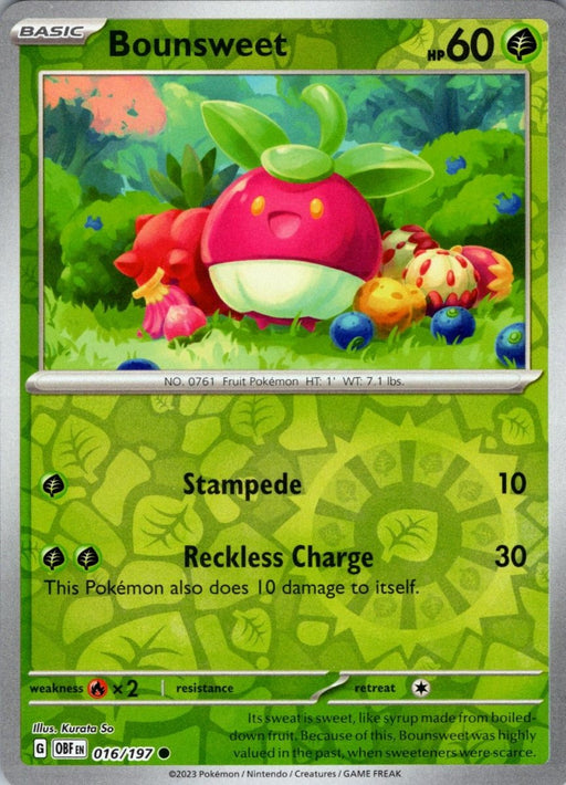 Pokemon Bounsweet 016/197 SV03: Obsidian Flames Normal - Eterna Cards