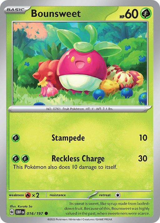 Pokemon Bounsweet 016/197 SV03: Obsidian Flames Reverse Holo - EternaCards