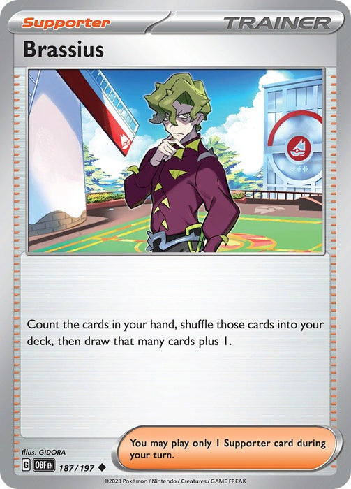 Pokemon Brassius 187/197 SV03: Obsidian Flames Reverse Holo - EternaCards