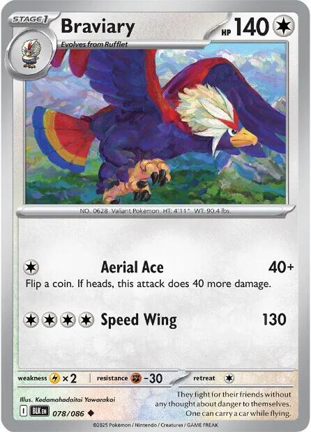 Pokemon Braviary 078/086 SV: Black Bolt Reverse Holo - EternaCards
