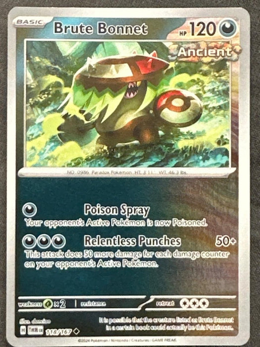 Pokemon Brute Bonnet 118/167 SV06: Twilight Masquerade Normal - Eterna Cards