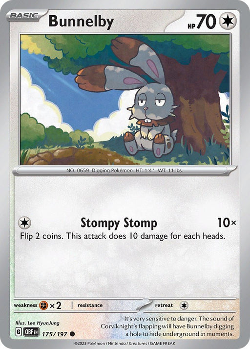Pokemon Bunnelby 175/197 SV03: Obsidian Flames Normal - Eterna Cards