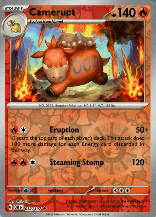 Pokemon Camerupt 032/197 SV03: Obsidian Flames Normal - Eterna Cards