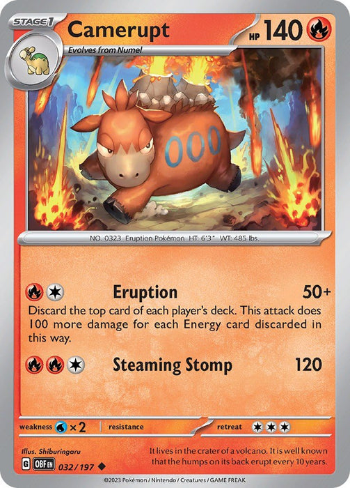 Pokemon Camerupt 032/197 SV03: Obsidian Flames Reverse Holo - EternaCards