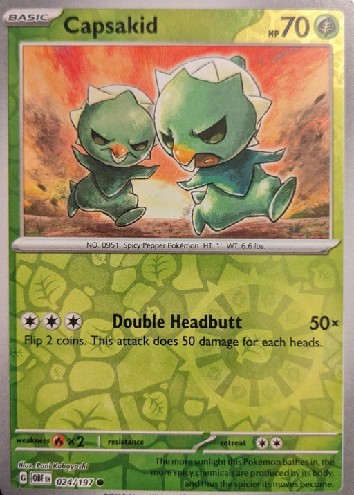 Pokemon Capsakid - 024/197 SV03: Obsidian Flames Reverse Holo - Eterna Cards