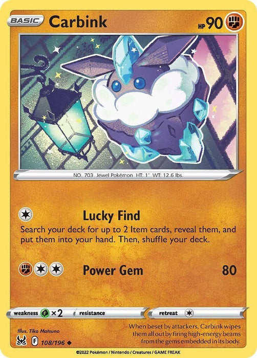 Pokemon Carbink 108/196 SWSH11: Lost Origin Reverse Holo - EternaCards