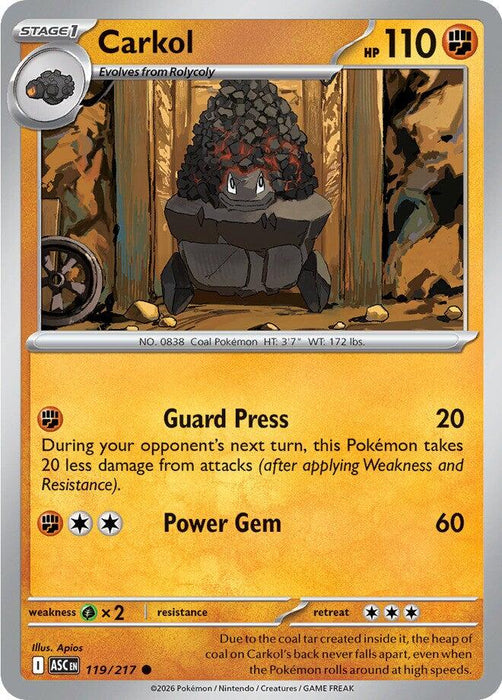 Pokemon Carkol 119/217 ME: Ascended Heroes Normal - EternaCards