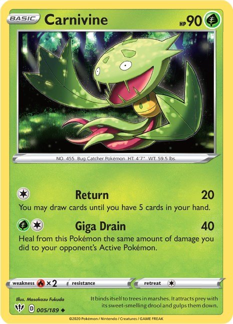 Pokemon Carnivine 005/189 SWSH03: Darkness Ablaze Normal - EternaCards