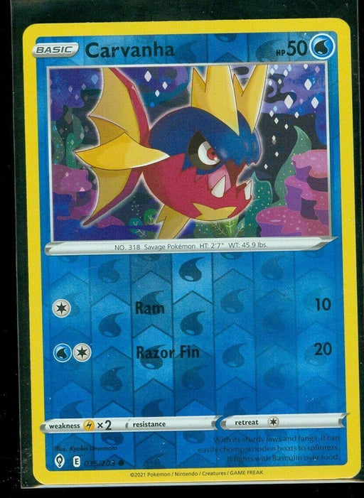 Pokemon Carvanha 035/203 SWSH07: Evolving Skies Normal - Eterna Cards