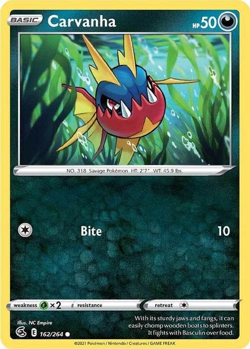 Pokemon Carvanha 162/264 SWSH08: Fusion Strike Normal - Eterna Cards