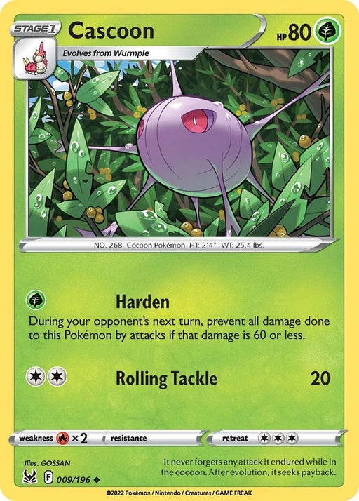 Pokemon Cascoon 009/196 SWSH11: Lost Origin Normal - EternaCards