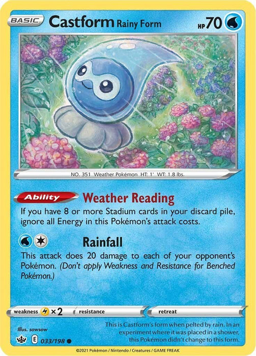 Pokemon Castform Rainy Form 033/198 SWSH06: Chilling Reign Reverse Holo - EternaCards