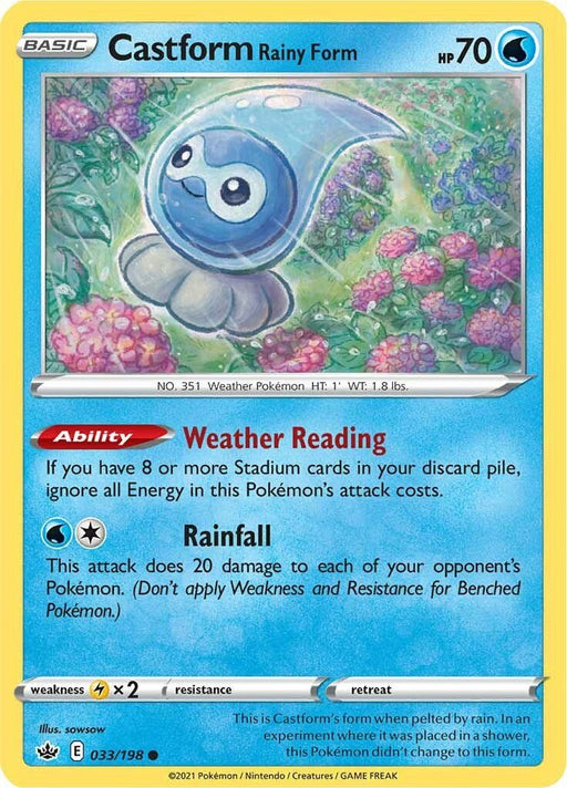 Pokemon Castform Rainy Form 033/198 SWSH06: Chilling Reign Reverse Holo - EternaCards