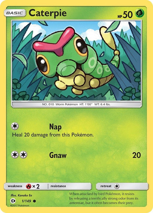 Pokemon Caterpie 1/149 SM Base Set Normal - Eterna Cards