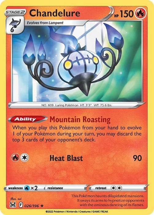 Pokemon Chandelure 026/196 SWSH11: Lost Origin Reverse Holo - EternaCards