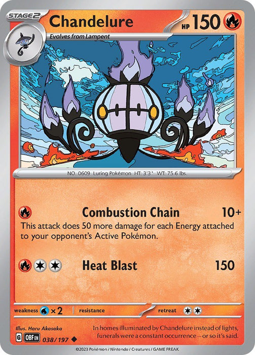 Pokemon Chandelure 038/197 SV03: Obsidian Flames Normal - EternaCards