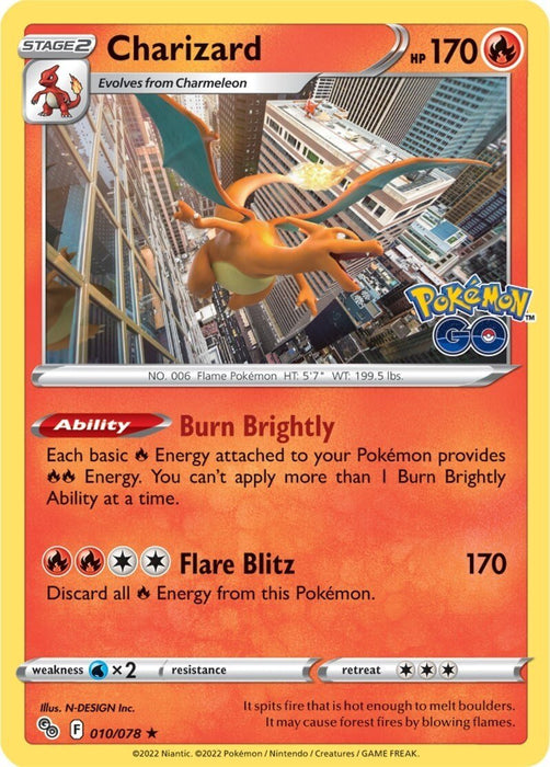 Pokemon Charizard 010/078 Pokemon GO Reverse Holo - EternaCards