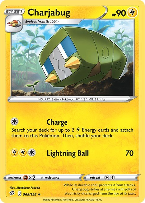 Pokemon Charjabug 065/192 SWSH02: Rebel Clash Reverse Holo - EternaCards