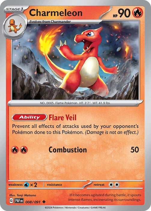Pokemon Charmeleon - 008/091 008/091 SV: Paldean Fates Reverse Holo - EternaCards