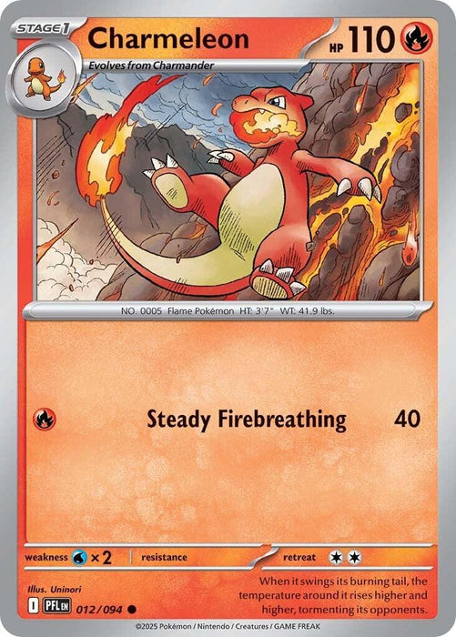 Pokemon Charmeleon 012/094 ME02: Phantasmal Flames Reverse Holo - EternaCards