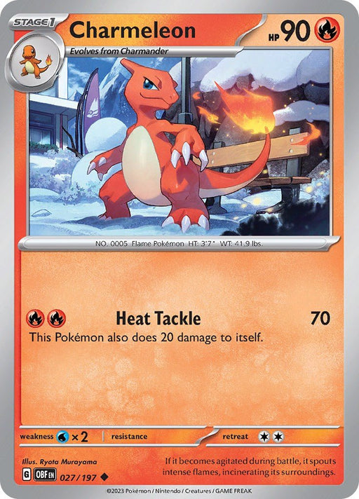 Pokemon Charmeleon 027/197 SV03: Obsidian Flames Reverse Holo - EternaCards