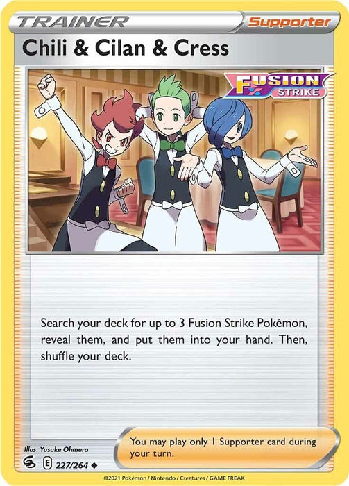 Pokemon Chili & Cilan & Cress 227/264 SWSH08: Fusion Strike Reverse Holo - EternaCards