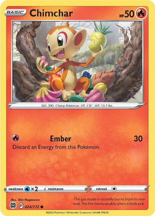 Pokemon Chimchar 024/172 SWSH09: Brilliant Stars Reverse Holo - EternaCards