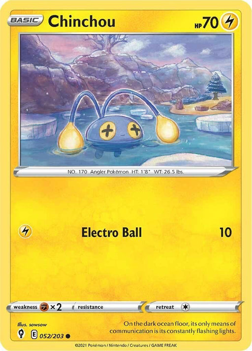 Pokemon Chinchou 052/203 SWSH07: Evolving Skies Reverse Holo - EternaCards