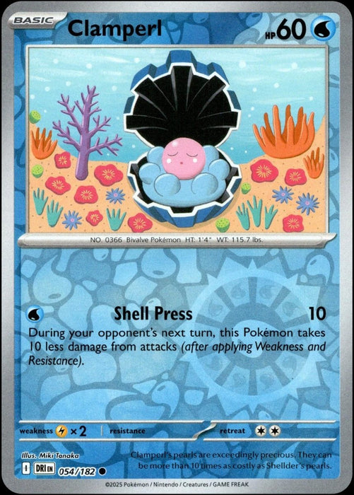 Pokemon Clamperl - 054/182 SV10: Destined Rivals Reverse Holo - Eterna Cards