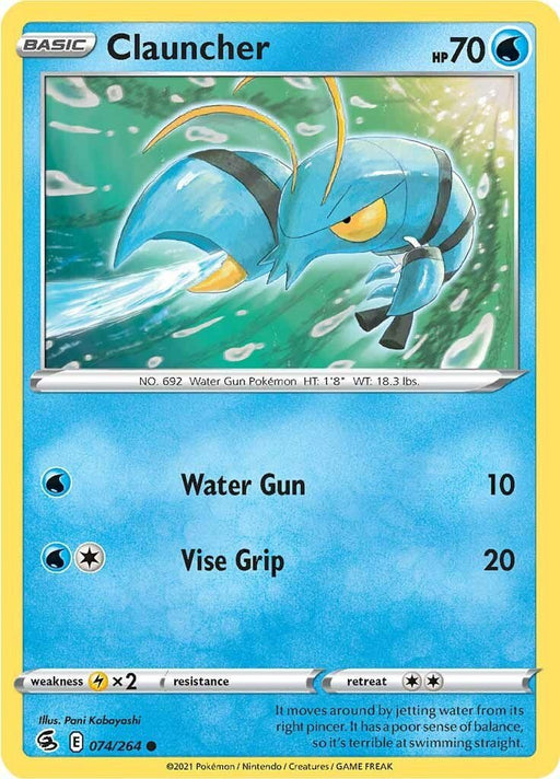 Pokemon Clauncher 074/264 SWSH08: Fusion Strike Reverse Holo - EternaCards