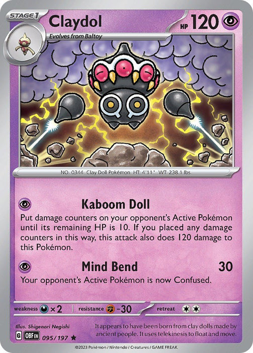 Pokemon Claydol 095/197 SV03: Obsidian Flames Holo - EternaCards