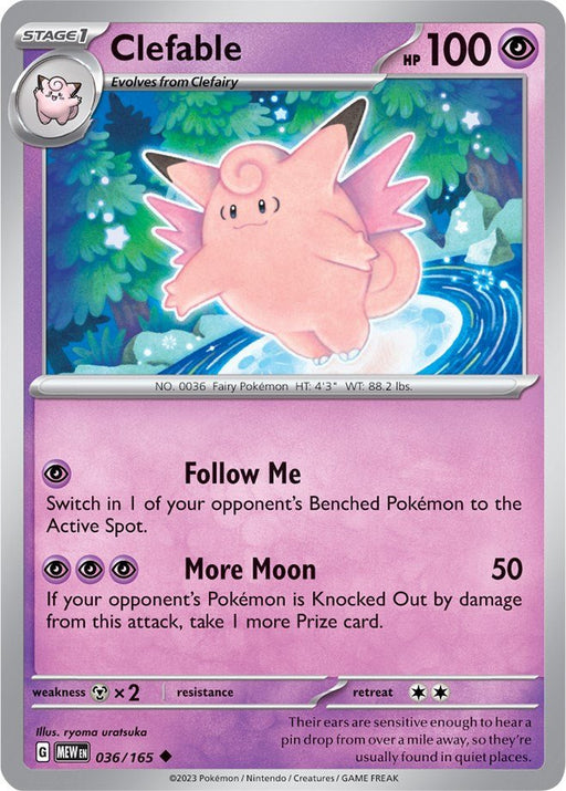 Pokemon Clefable 036/165 SV: Scarlet & Violet 151 Reverse Holo - EternaCards