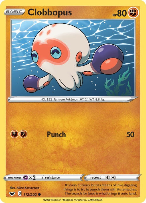 Pokemon Clobbopus (112) 112/202 SWSH01: Sword & Shield Base Set Normal - Eterna Cards
