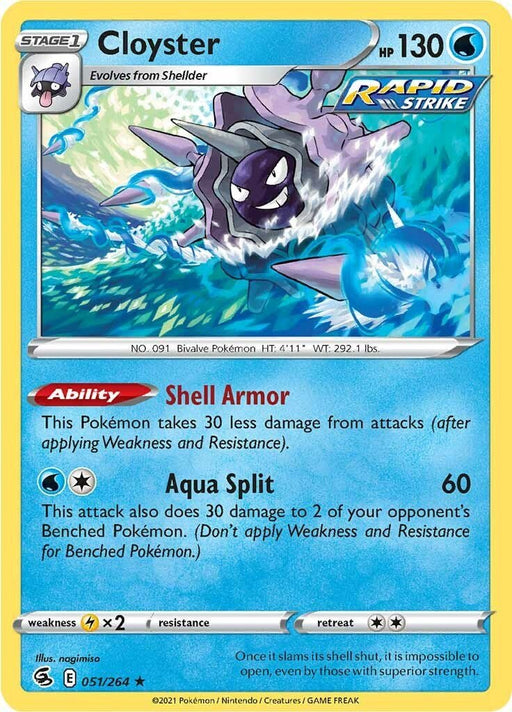 Pokemon Cloyster 051/264 SWSH08: Fusion Strike Reverse Holo - EternaCards