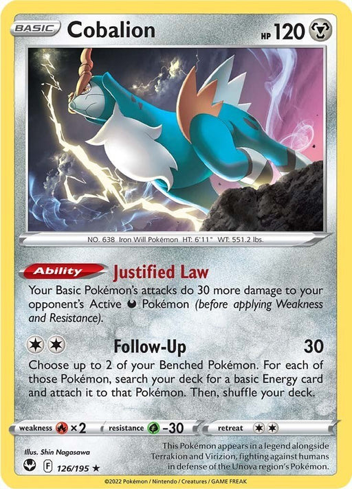 Pokemon Cobalion 126/195 SWSH12: Silver Tempest Reverse Holo - EternaCards