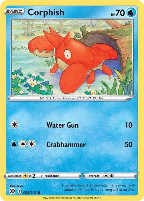 Pokemon Corphish 032/172 SWSH09: Brilliant Stars Reverse Holo - EternaCards