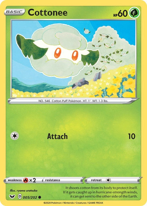Pokemon Cottonee 005/202 SWSH01: Sword & Shield Base Set Normal - Eterna Cards