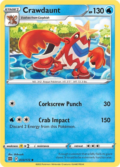 Pokemon Crawdaunt 033/172 SWSH09: Brilliant Stars Normal - EternaCards