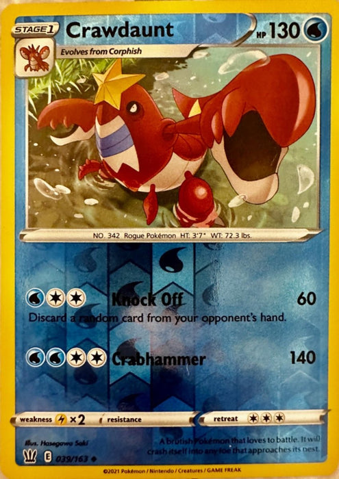 Pokemon Crawdaunt 039/163 SWSH05: Battle Styles Normal - Eterna Cards
